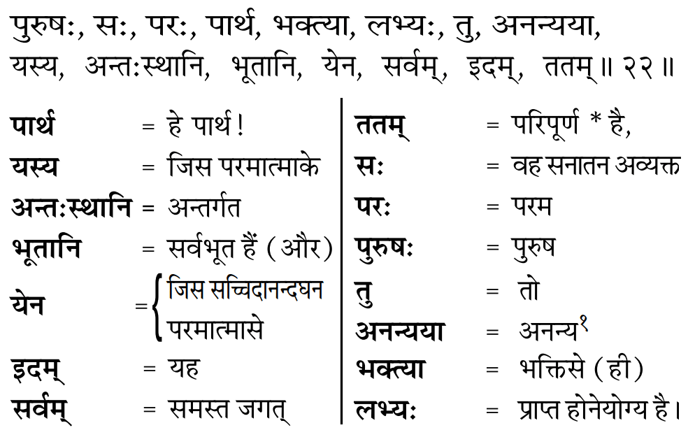 Bhagavad Gita Chapter 8 Verse 22